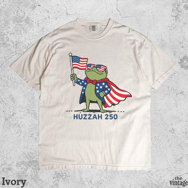 Huzzah 250 Funny Frog Vintage Retro Comfort Colors Shirt vintage graphic tee by TheVintageBy