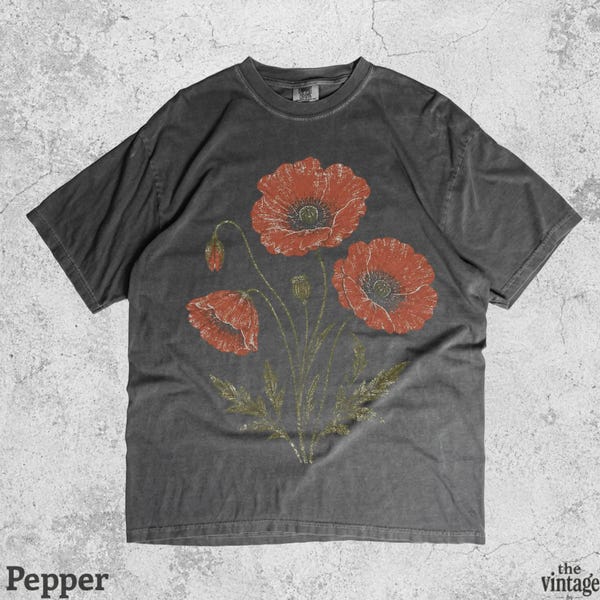 Vintage Poppy Flower Shirt vintage graphic tee by TheVintageBy