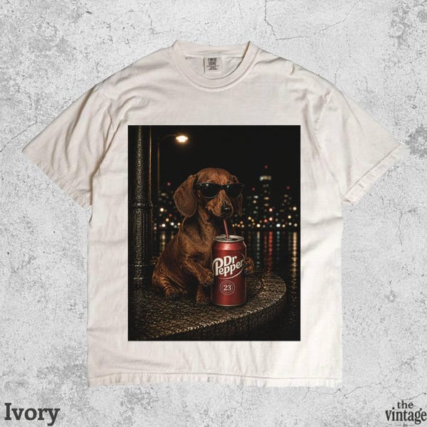 Vintage Retro Dachshund Drinking Coke Graphic Tee vintage graphic tee by TheVintageBy