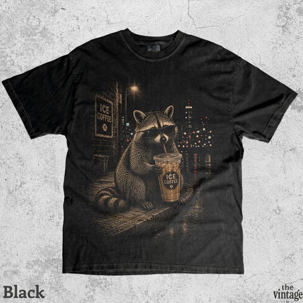 Vintage Retro Iced Coffee Raccoon Graphic Tee vintage graphic tee by TheVintageBy